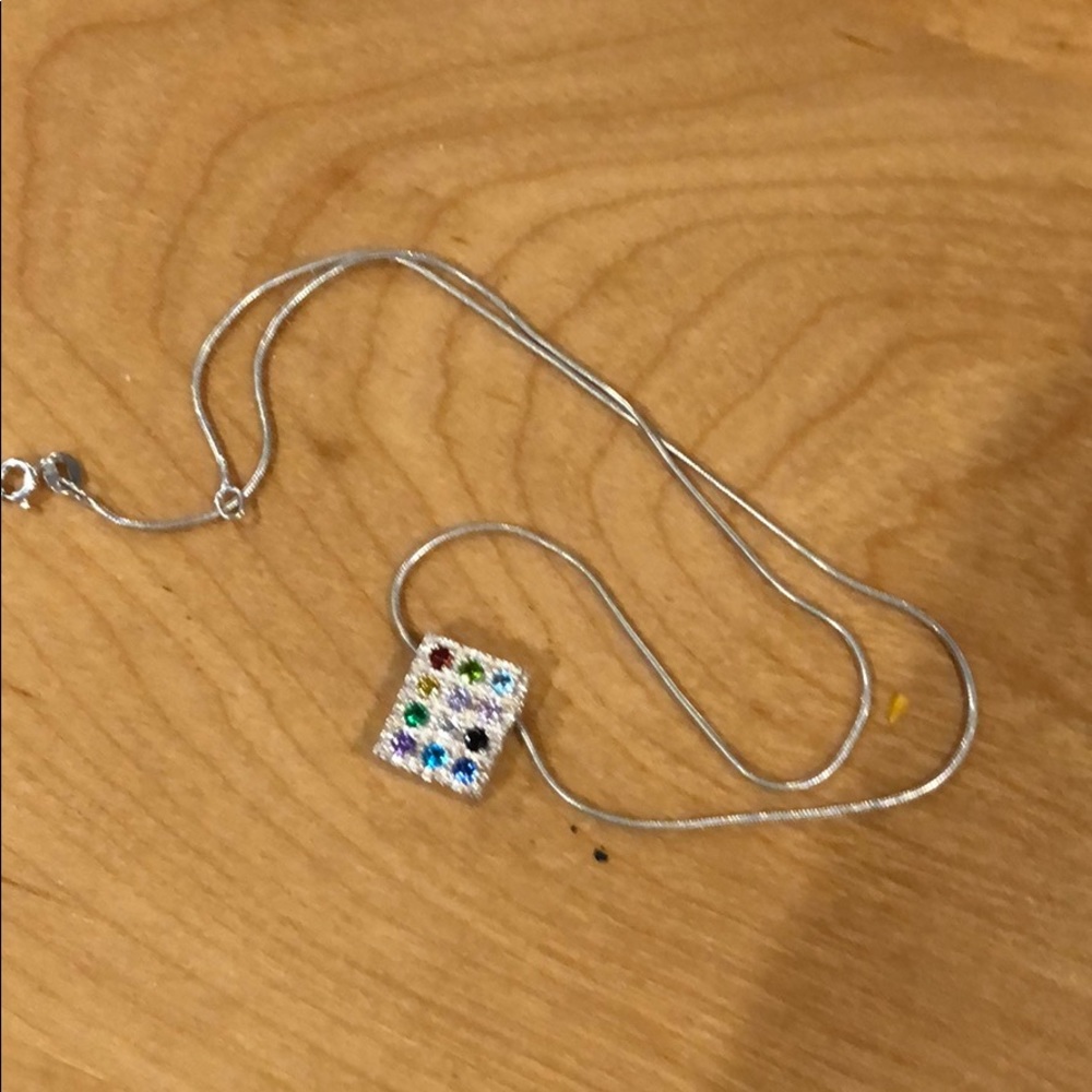 Colorful stone silver necklace
